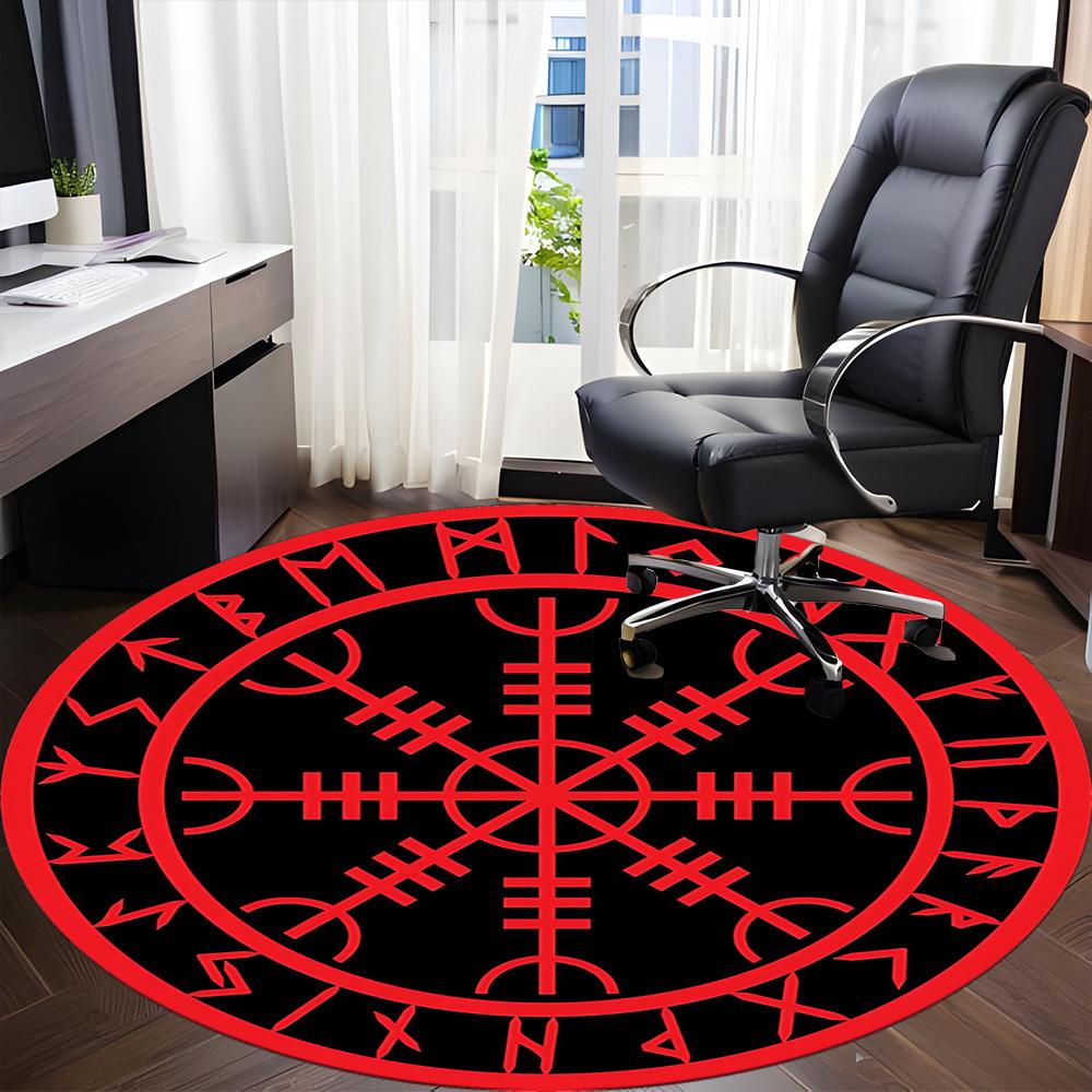1pc Viking Compass Office Round Area Rug, Under Office Chairs Bedroom Living Room Home Decor, Room Deco, Available In Various Sizes