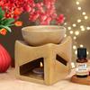 Ceramic Clay Candle Operated Aroma Burner Oil Diffuser, Extra Large Bowl, with 1 Tealight, 4 Inch, (Brown Dotted)