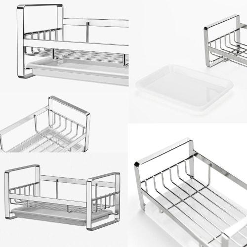 yuusaki Stainless Steel Sponge Holder, Kitchen Sponge Rack, Bottle Stand, Sponge Holder, Scrubber Holder, Kitchen Storage (18cm x 9.5cm x 9cm, Silver)
