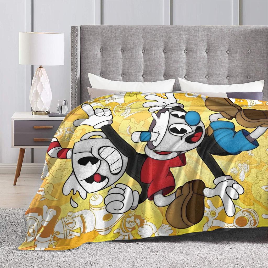 Cuphead Cartoon Blanket  Super Soft Print Plush Bedding Throws For Home Decor Travel Office Flannel Bedspread Bed Cover