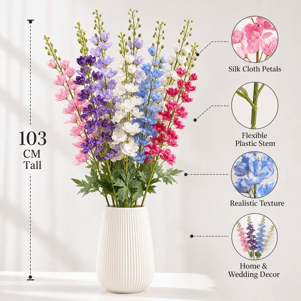Long Stem Artificial Flowers Branch Silk Decorative Delphinium Branch Hyacinth Style Long Branches Wedding Flowers