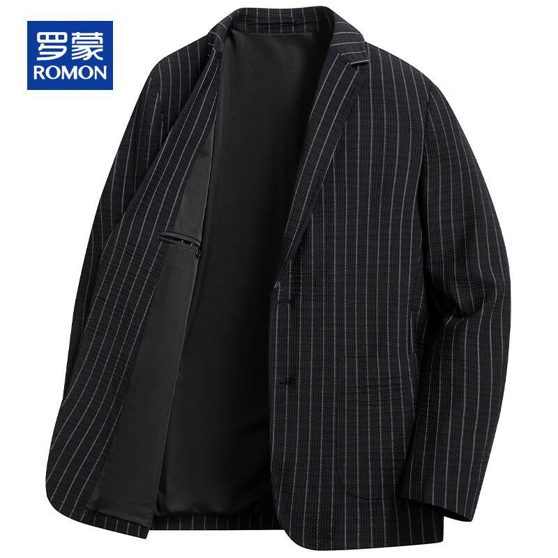

ROMON Men s Autumn/Winter Striped Knit Suit Jacket 3XL