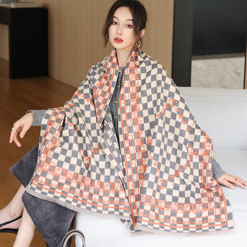 65 * 190cm Autumn And Winter New Women'S Solid Color Versatile Simple Tassel Imitation Cashmere Double-Sided Scarf Warm Scarf Atmosphere Shawl