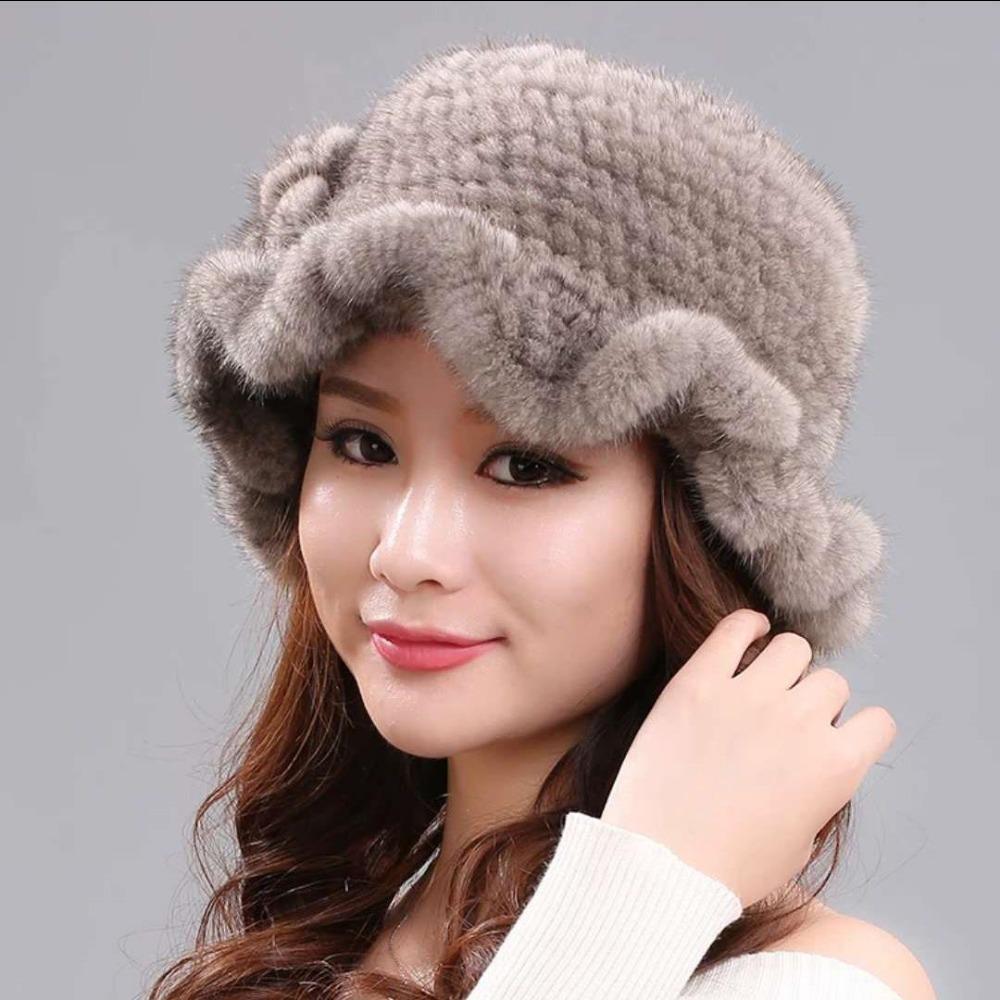 New Mink Fur Hat Women's Winter Mink Fur Women's Winter Hat Thick Versatile Warm Fashion Fur Hat Women's Winter