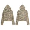 Magic Bear American Retro Camo Zip Hoodie Slim Fit Short Sweatshirt Teens