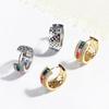 New Luxury Elegant Chunky Round Rainbow Zirconia Hoop Earrings for Women Multicolored CZ Stones Ear Fashion Party Jewelry Gifts