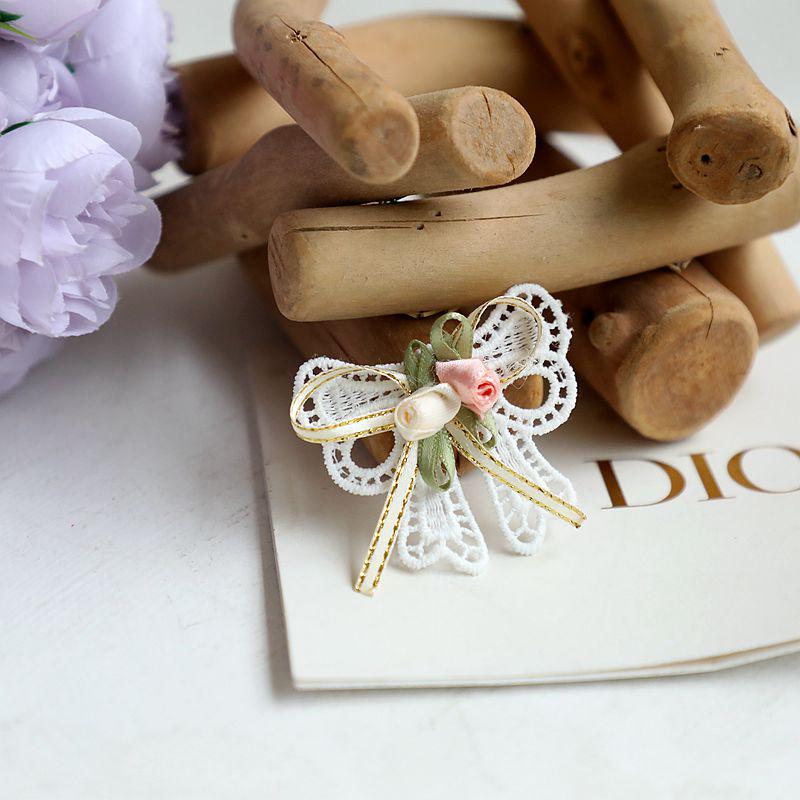 

Водорастворимый кружевной бант из молочного шелка с 3D-розами для DIY-декора одежды и шляп