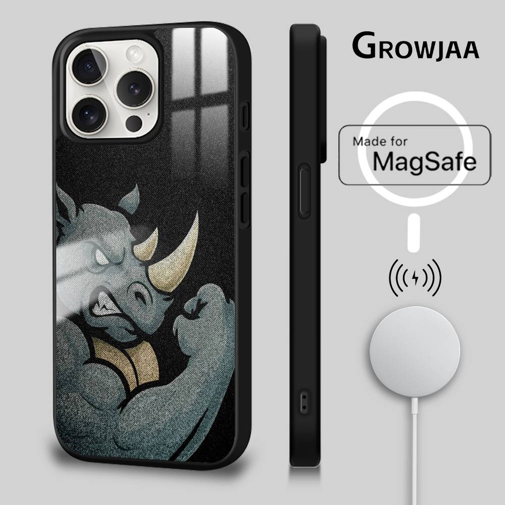 

Funny Animals Elk Rhino Phone Case For iPhone 16 15 14 13 12 11 Pro Max Plus Mini Magsafe Mirror Wireless Magnetic Cover iPhone15