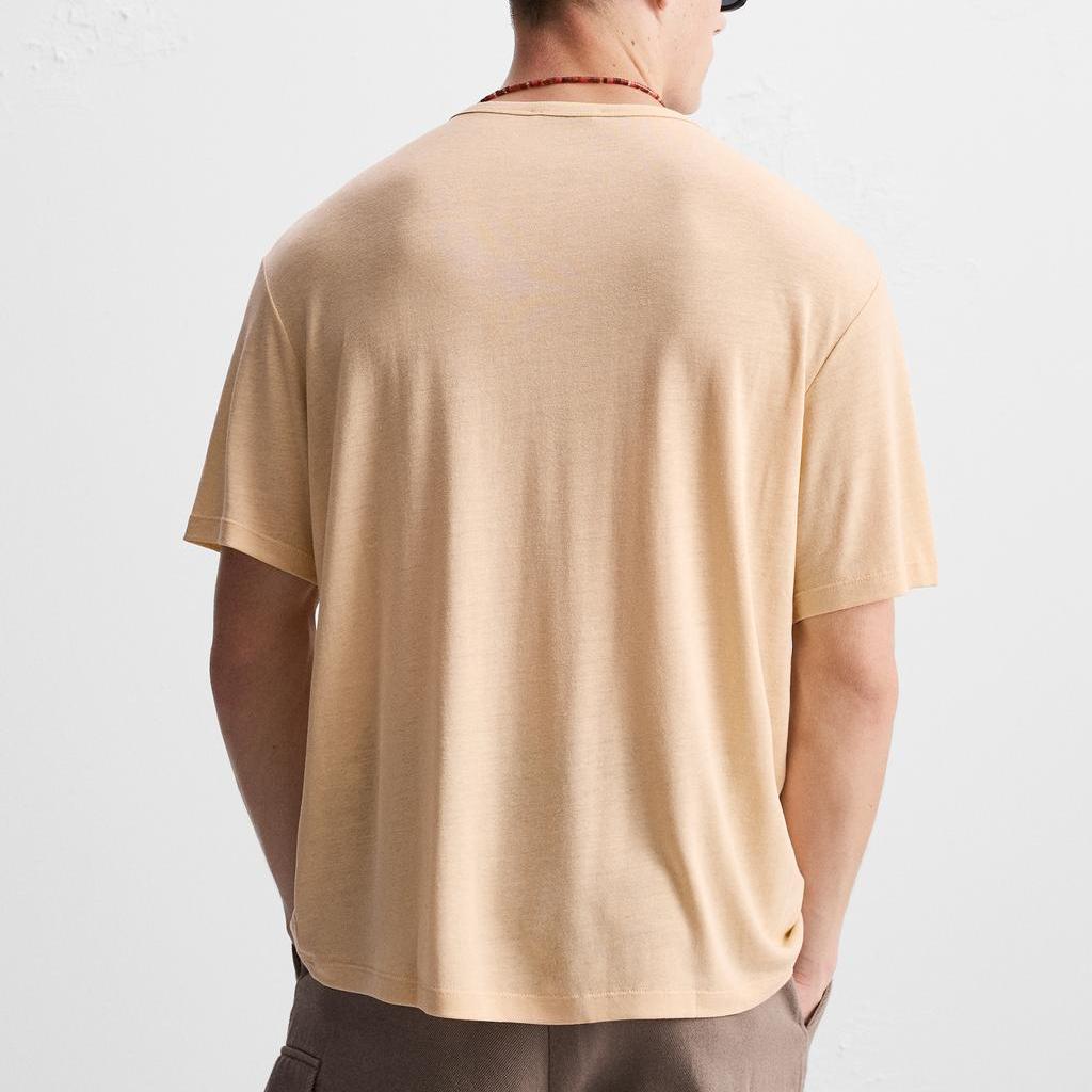 Zara Loose Minimalist Comfortable Short Sleeve T-Shirt Men Tops Light-Pink 00722316-35