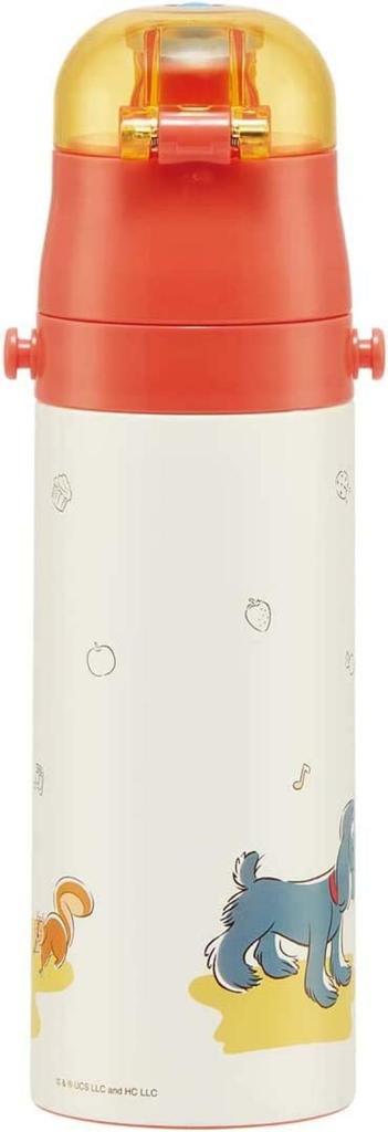 Skater Children's Stainless Steel Water Bottle, 2-Way Design, 420ml (Direct Drinking), 350ml (Cup Drinking), Curious George 23 Design, Lightweight,