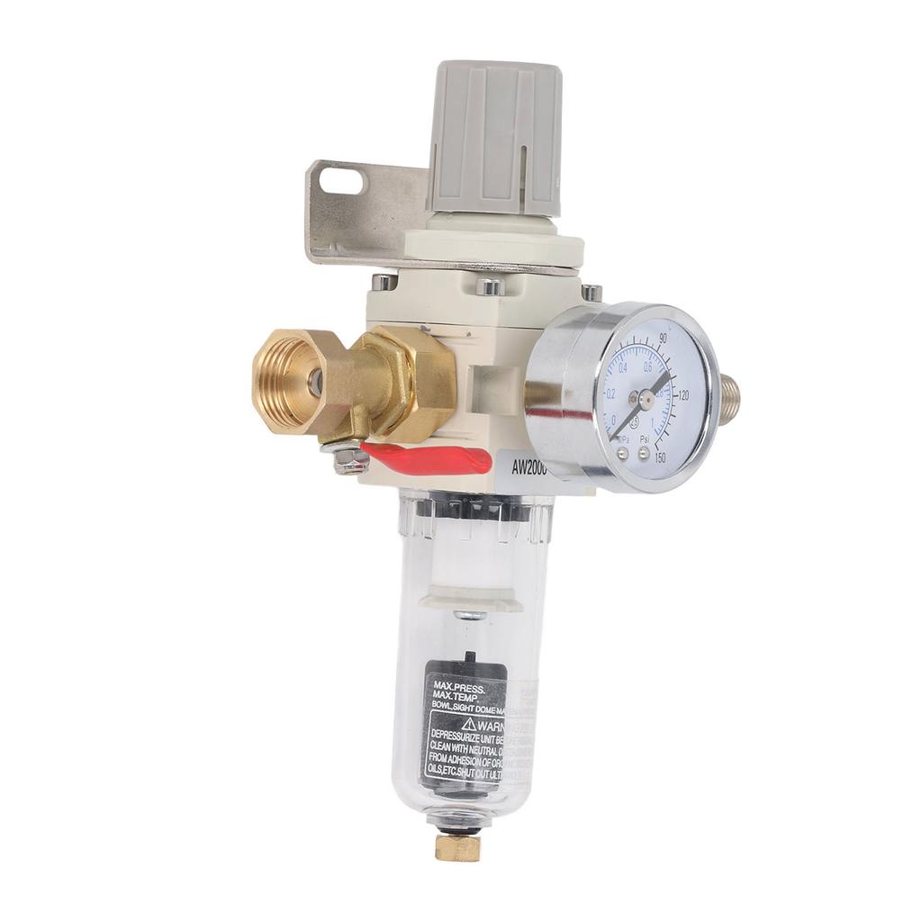 Filtru automat de scurgere, filtru de umiditate pentru compresor de intrare NPT de 1/2 inch cu manometru de 150 PSI