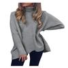 Fashion Women Casual O-Neck Turtleneck Solid Color Long Sleeve Pullover Sweater