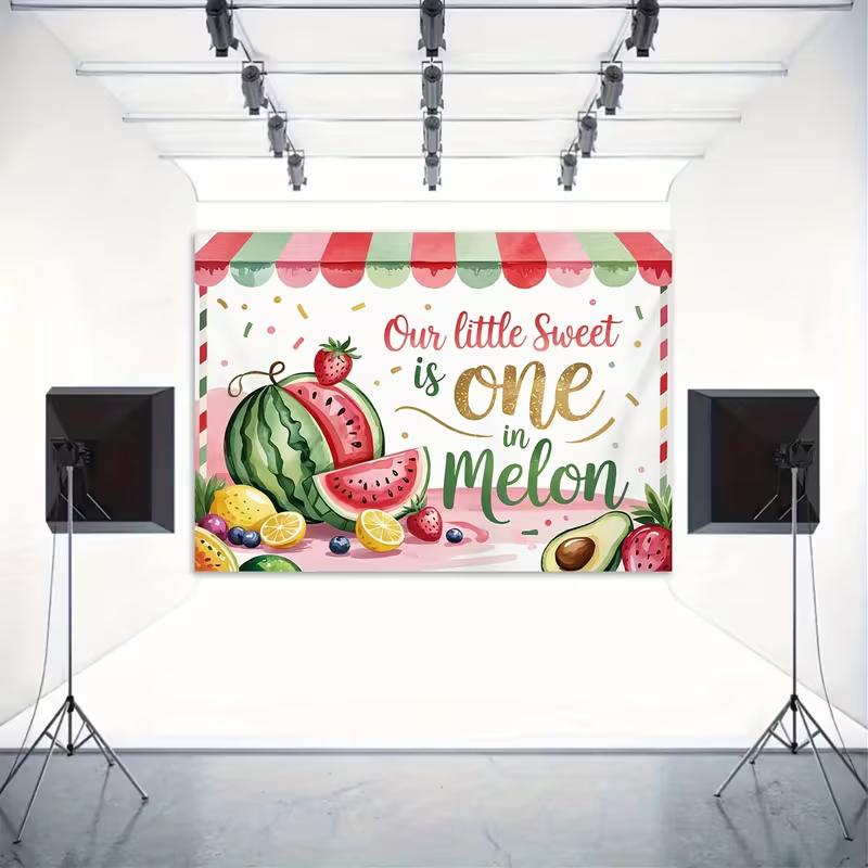 2D Watermelon First Birthday Backdrop for Summer Party Decor