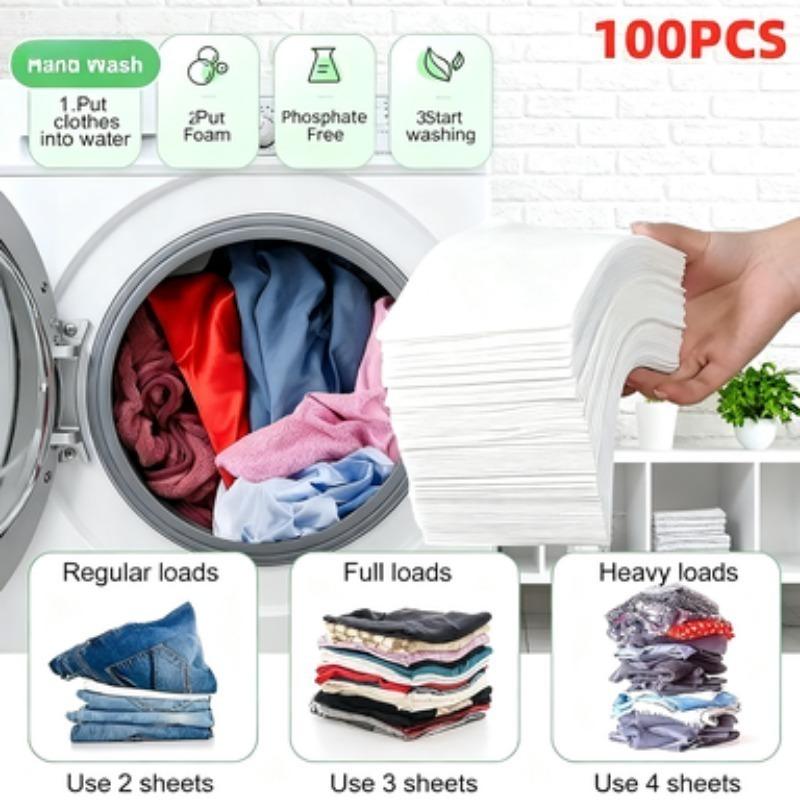 100PCS Laundry Color Absorbing Paper Anti-dyeing Laundry Tablets for Washing Machine Clean Clothes Color Catcher Sheets Laundry