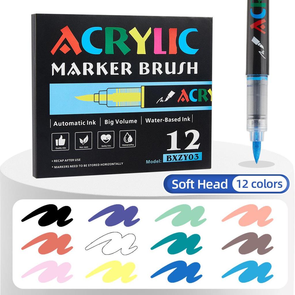 Waschbare Acrylmarker mit weicher Spitze – DIY-Glasvase & Aquarellstifte