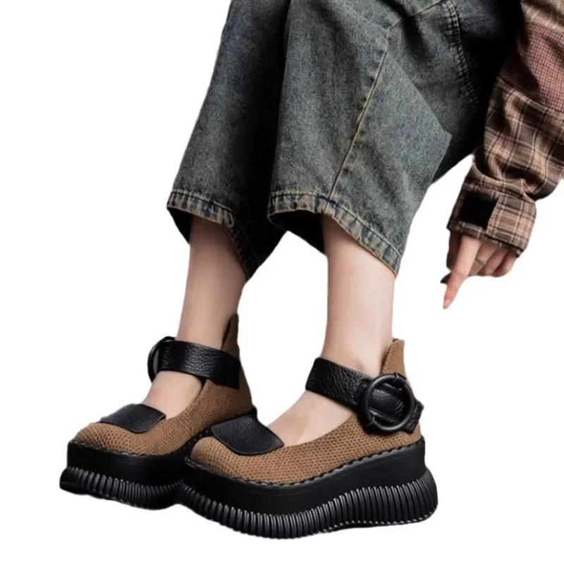 Fashion High Heel Shallow Mouth Single Shoe Increase Height Thick Bottom Sponge Women's Shoes European American Vintage