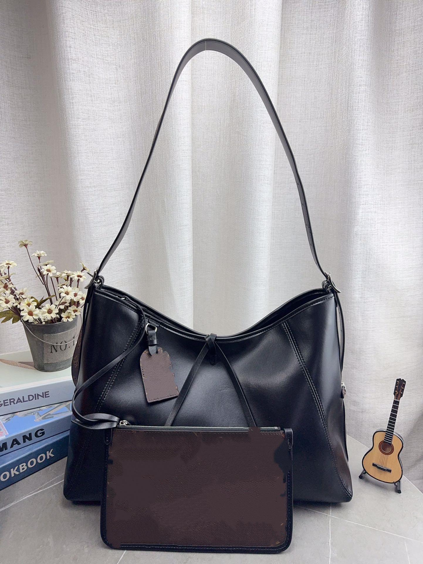 

Black Warrior Genuine Leather Carryall Handbag: High-End Casual Shoulder & Crossbody Tote 39x30x15