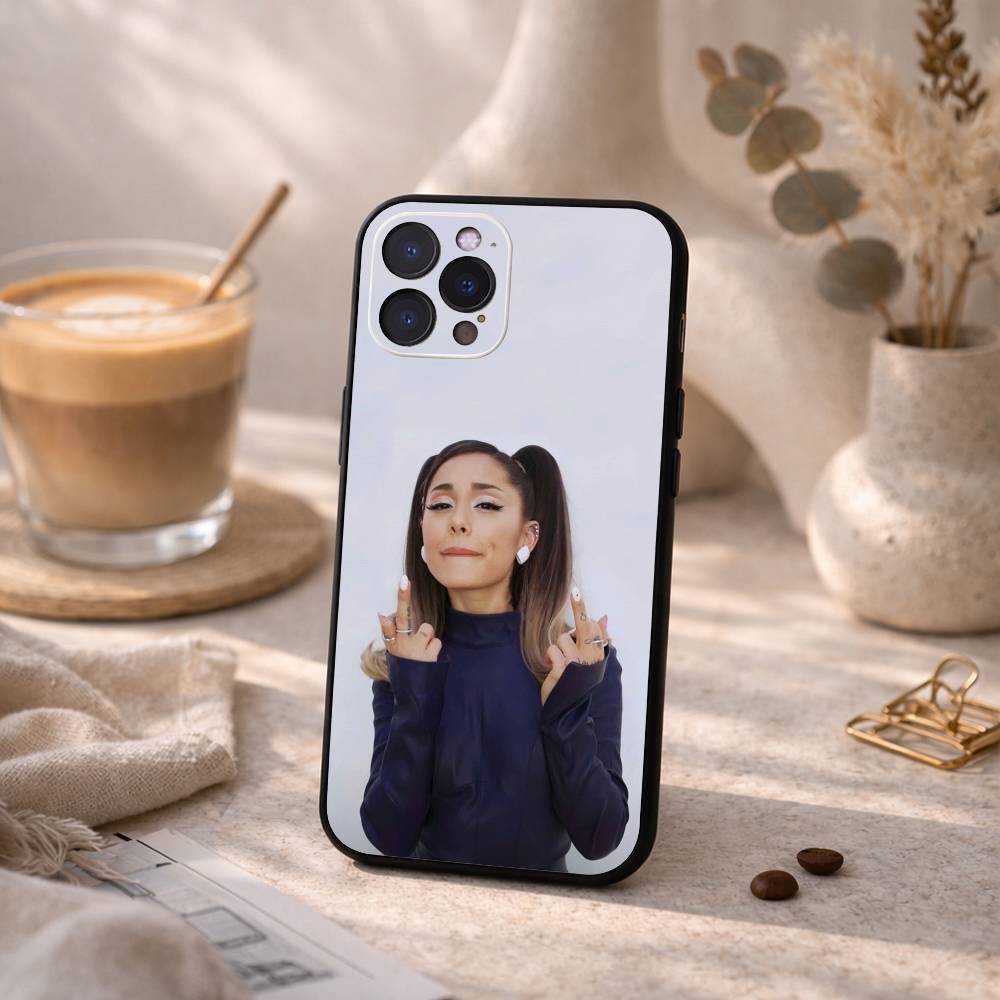 A- Ariana G-Grande Phone Case For iPhone17,16,15,14,13,12Plus,Pro Max,XS,5G Soft Silicone Black Cover