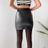 Women's fashion and sexy skirt, metal zipper high waist PU leather mini hip skirt