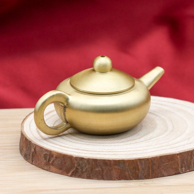 Mini Dragon & Phoenix Teapot: Brass Handle & Mahjong Copper Accent