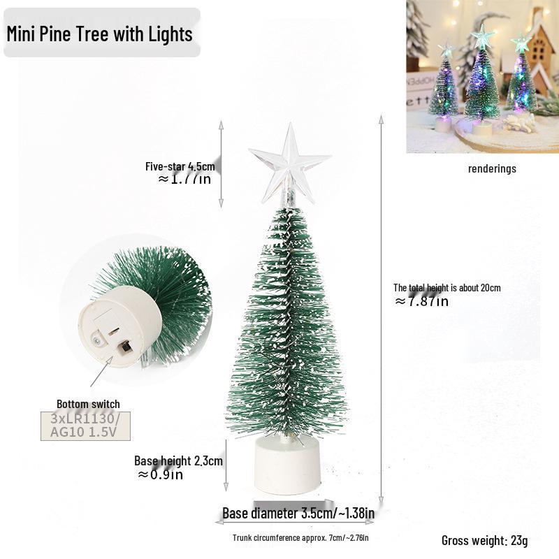 Mini LED Christmas Tree with Glowing Pine Needles - Desktop Ornament and Gift