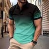 Colour Blocking Gradient Tops Daily Casual Lapel Short Sleeve Polo Shirt Man