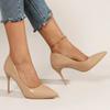 Fashion 2025 New Nude Pumps for Women High Heel Shoes Female Fashion Patent Leather Sexy Pointed Toe Thin Heel Wedding Shoes Plus Size
