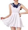 [DOKiDOKi] Sailor Uniform Apron Costume [White/Navy] Simple Sleeveless Solid Color Cute Cosplay Outfit Cute Sideboob Show