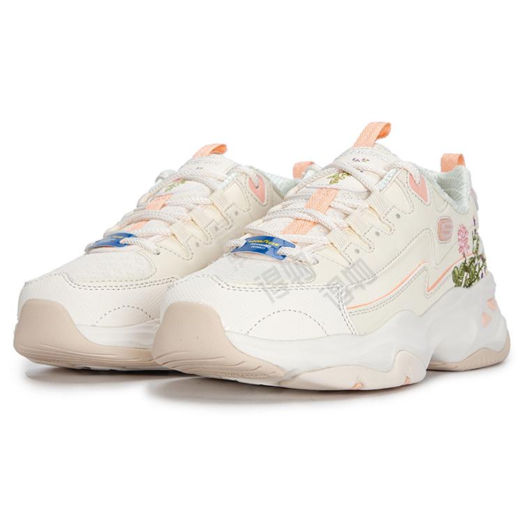 Skechers DLITES 4.0 Woven Leather Mesh Synthetic Floral Embroidered Low-Top Chunky Sneakers Women's Casual Shoes 896138-NTPH