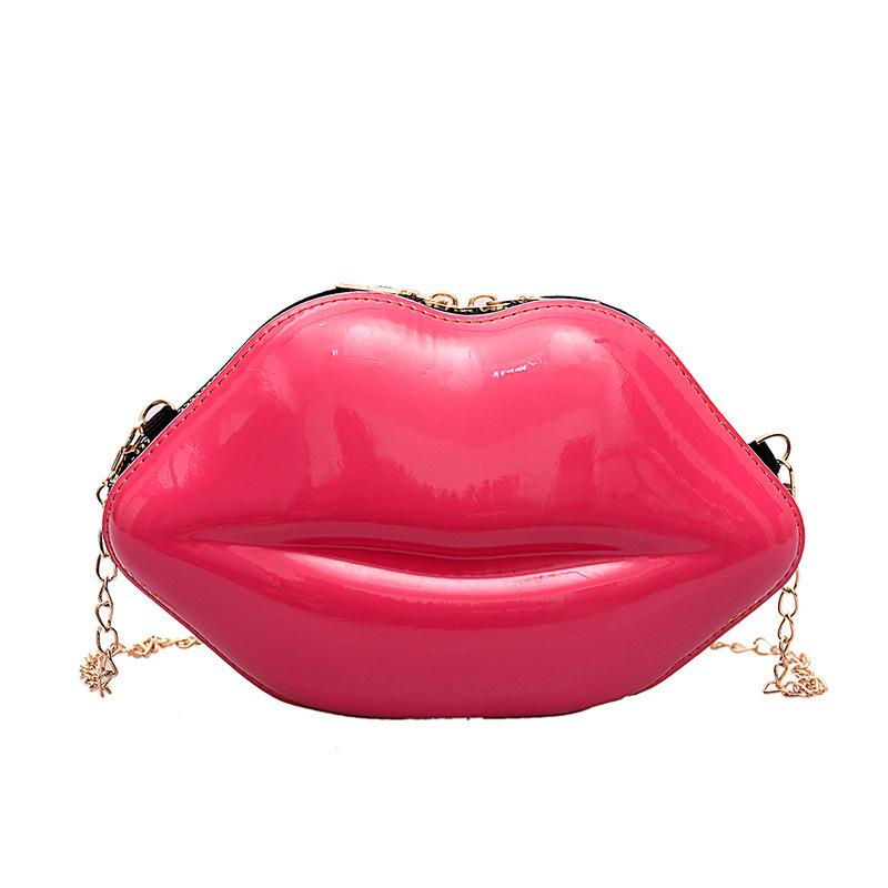2024 Fashionable Women's Versatile Structured Chain Shoulder Crossbody Bag - Lip Design