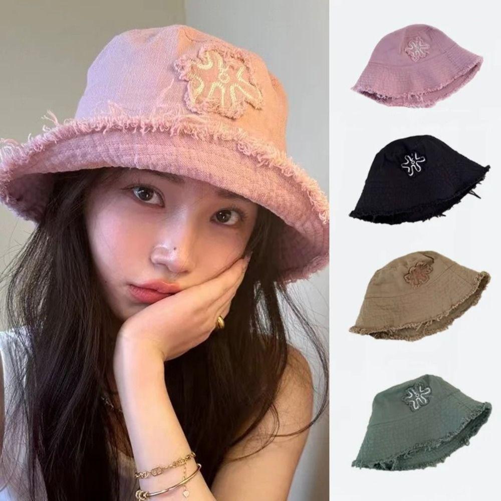 

Рыбацкая шляпа с цветочной вышивкой Складная шляпа от солнца Новая женская панама