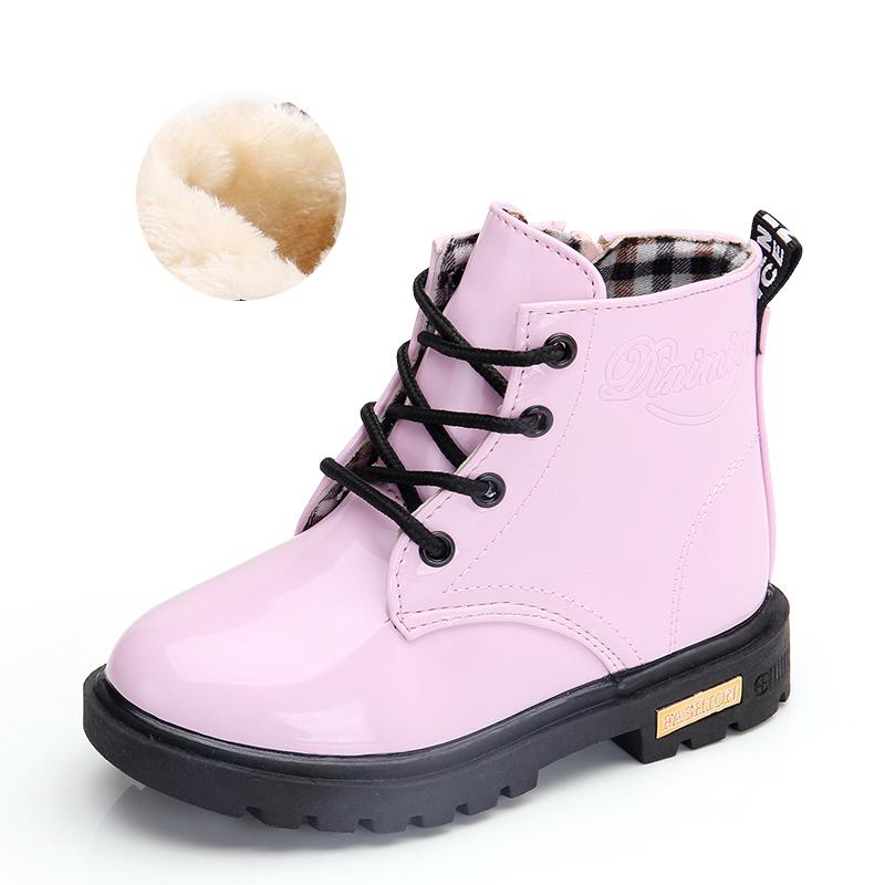 Kids New Winter Children Shoes PU Leather Waterproof Plush Boots Kids Snow Boots Brand Girls Boys Casual Boots Fashion Sneakers