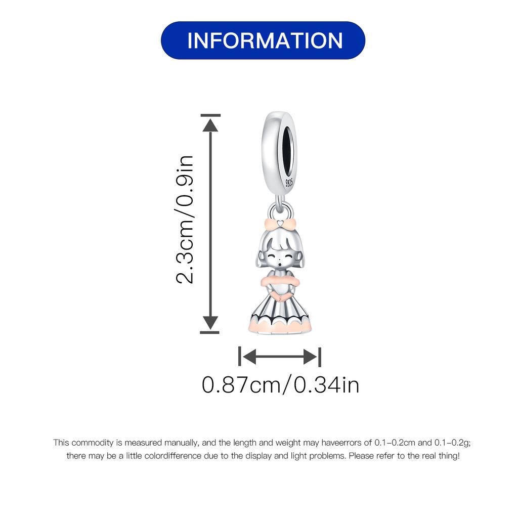 Beads Copper Charms Original Pink Princess Pendant Beads Fit Bracelet Jewelry Diy Women Fine Gift Accessory