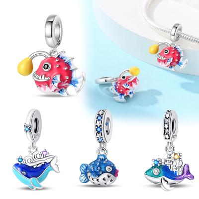 Charms Plata Lantern Fish Pendant Copper Plated Fit Charms Copper Plated Original Bracelet For Jewelry Making