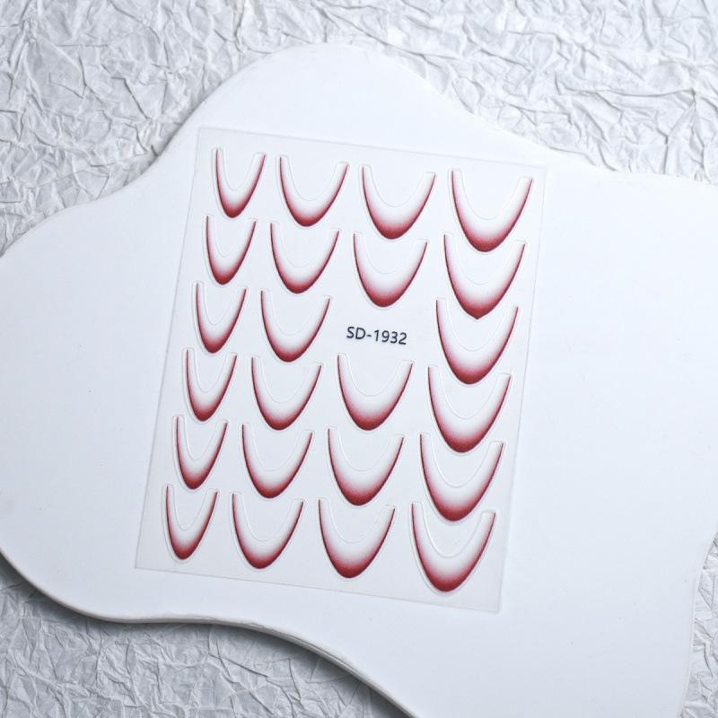 Gradient French Nail Art Stickers - Crescent Smile & Arc Decals