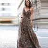 Vestido Largo de Tirantes con Escote en V Estampado de Leopardo Premium