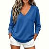 Women's Casual Knit Top with V-Neck and Button Cuffs