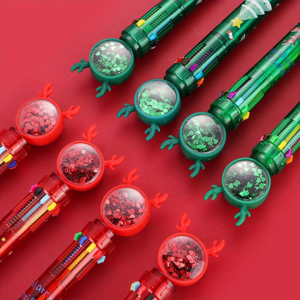 1pc For Christmas Gift Ballpoint Ten Color Pen Santa Claus Stationery Decor Merry Christmas Home Xmas Ornament Pen Holiday Ballpoint Pen Cute Press St