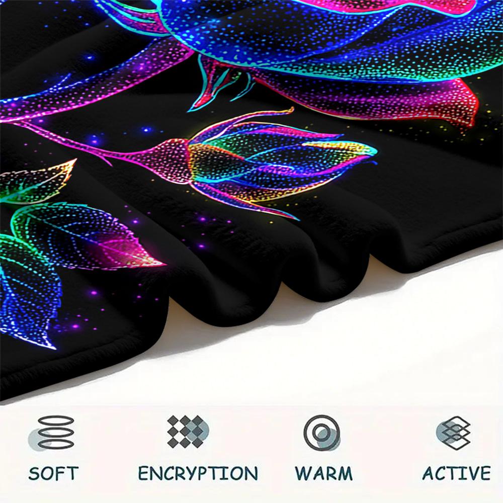 Rose Print Flannel Blanket, High Quality Comfortable for All Seasons, Home Decor, Warmth and Comfort, Perfect for Christmas Gifts