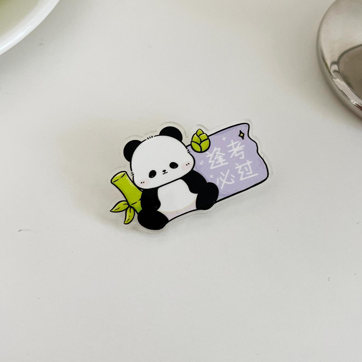 Ladies Chinese Style Panda Brooch Cute Acrylic Cartoon Pin Accessory one size