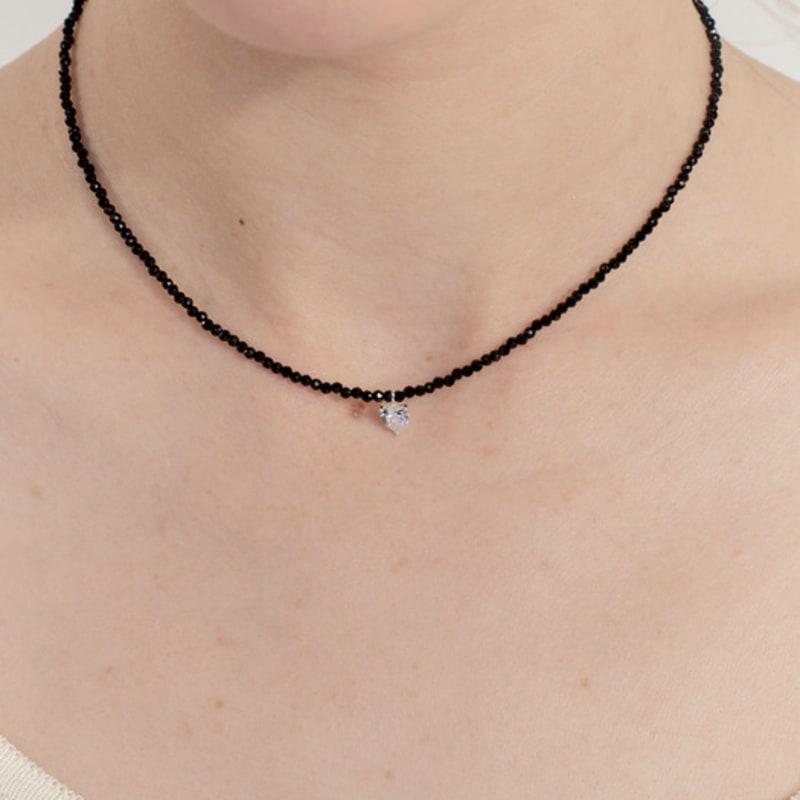 NUOY [Silver 925] Silver Cubic Heart Necklace