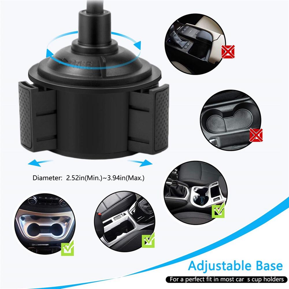 Car Cup Holder Phone Mount Flexible Gooseneck with 360° Adjustable Holder, Fits Phones up to 4.1” width, for Car SUV or Truck