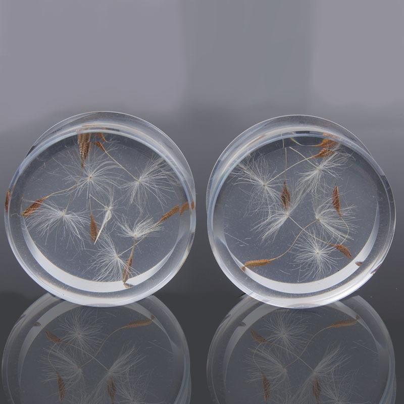 Dandelion Acrylic Ear Plug Gauge Expander Stretcher Flesh Tunnel Piercing Body Jewelry 10-25mm