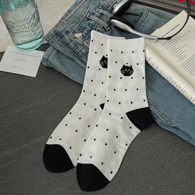 Calcetines de Algodón de Tubo de Dibujos Animados Encantadores para Mujer, Primavera y Otoño