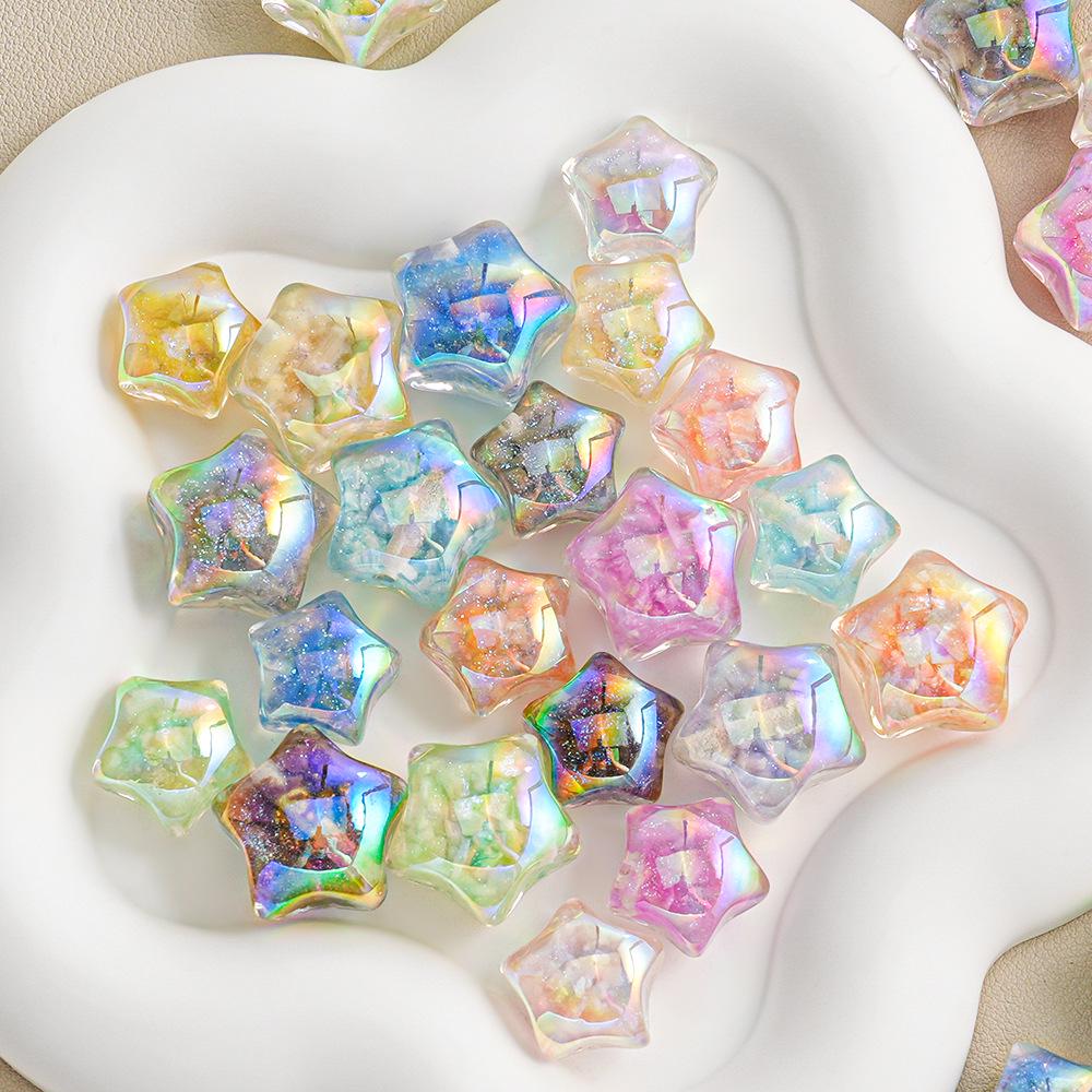 

Набор из 10 светящихся стеклянных бусин-пентаграмм для изготовления браслетов и брелоков своими руками 16mm (10 pieces/package)