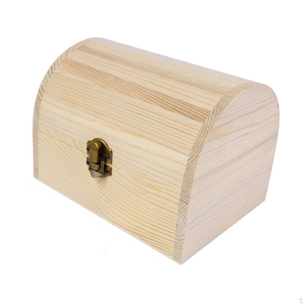 Scatola di Legno Grezzo Portagioie Decorativo Porta Ricordi Cassa del Tesoro di Legno Non Dipinto per