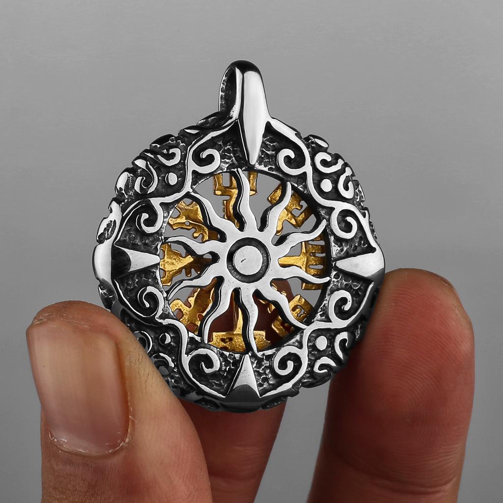 Original Stainless Steel Fashion Personality Viking Rune Amulet Hollow Men's Pendant Girlfriend Sweater Chain Jewelry