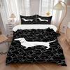 3-delige Teckel Patroon Beddengoedhoes Set, Mode Klassiek Populair Print Beddengoed Set, Zacht Comfortabel, Gebruik het hele jaar door, Voor Slaapkamer, Gastenkam