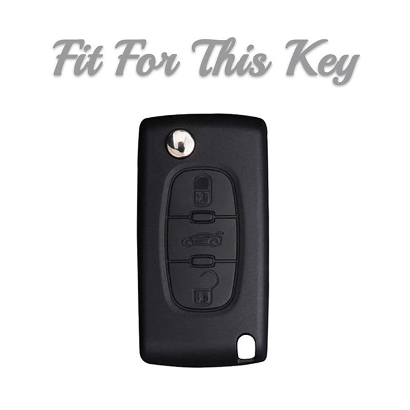 För Citroen C2 C3 C4 C5 C6 Xsara Berlingo TPU Vikbar Fjärrkontroll Bilnyckelfodral Skyddsfodral För Peugeot 207 307 308 407 607 807 Skydd Fob