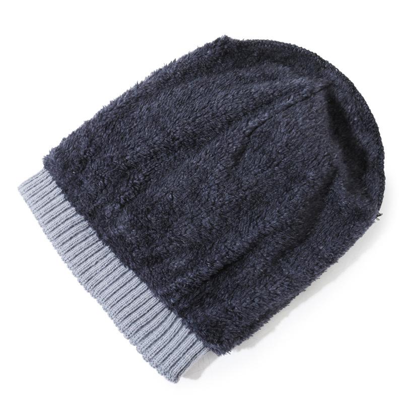 Winter Wool Hat Autumn Winter Warm Knitted Hat Male Velvet Thick Cotton Hat Ear Protection Cap Sleeve Cap Skullies Beanies Ski Slouchy Cap